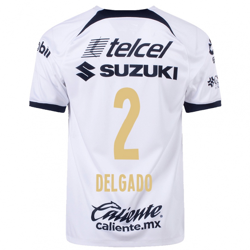 Kandiny Homme Maillot Dirce Delgado #2 Blanc Tenues Domicile 2023/24 T-Shirt