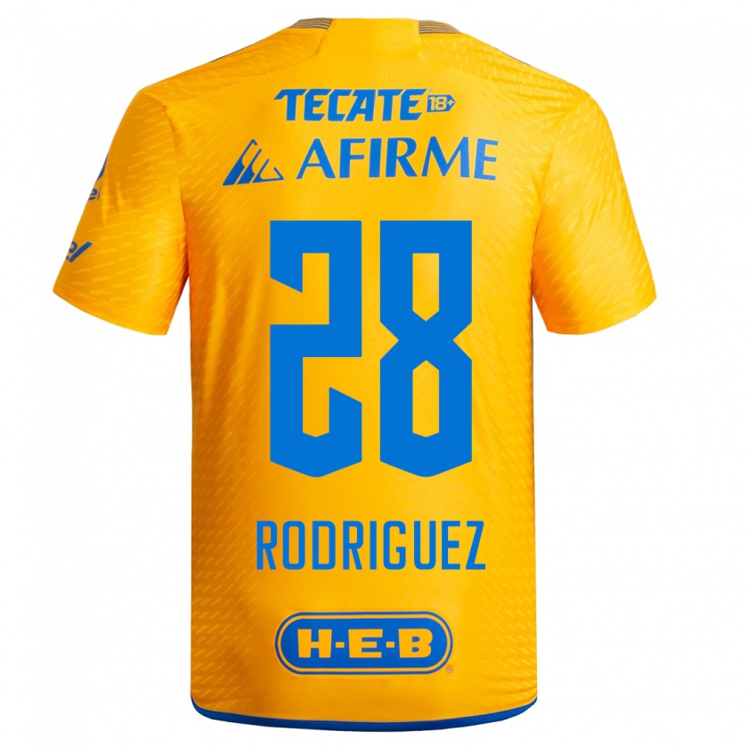 Kandiny Homme Maillot Luis Rodriguez #28 Jaune Tenues Domicile 2023/24 T-Shirt