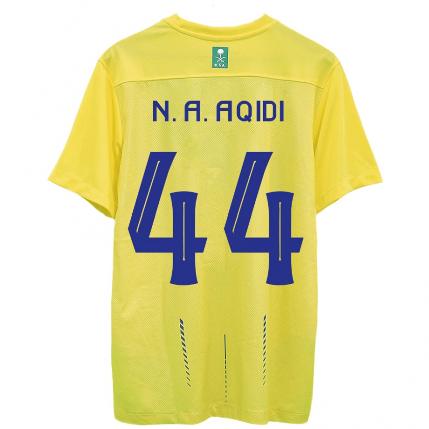 Kandiny Homme Maillot Nawaf Al-Aqidi #44 Jaune Tenues Domicile 2023/24 T-Shirt