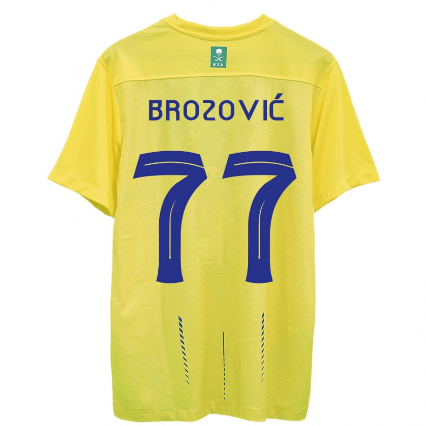 Kandiny Homme Maillot Marcelo Brozovic #77 Jaune Tenues Domicile 2023/24 T-Shirt