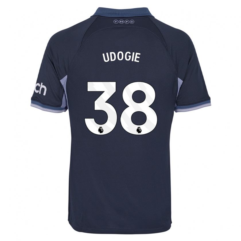 Kandiny Homme Maillot Destiny Udogie #38 Bleu Foncé Tenues Extérieur 2023/24 T-Shirt