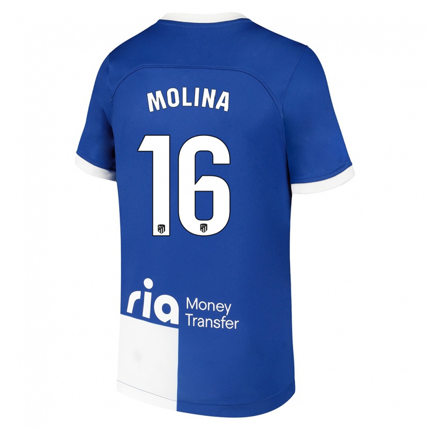 Kandiny Homme Maillot Nahuel Molina #16 Bleu Blanc Tenues Extérieur 2023/24 T-Shirt