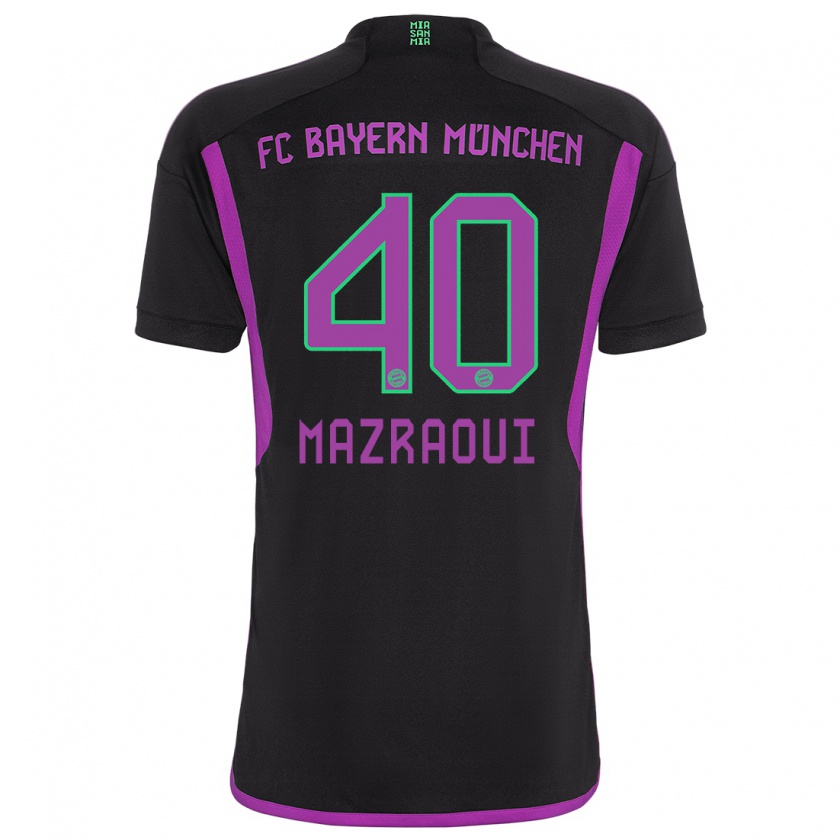 Kandiny Homme Maillot Noussair Mazraoui #40 Noir Tenues Extérieur 2023/24 T-Shirt