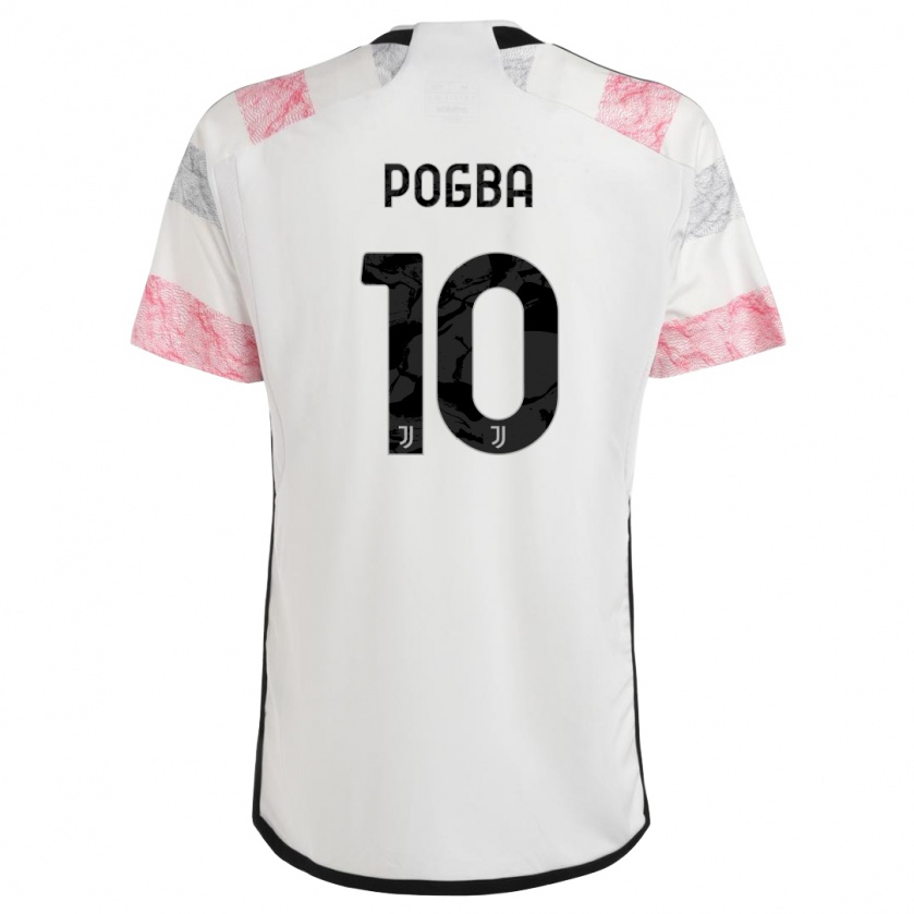 Kandiny Homme Maillot Paul Pogba #10 Blanc Rose Tenues Extérieur 2023/24 T-Shirt