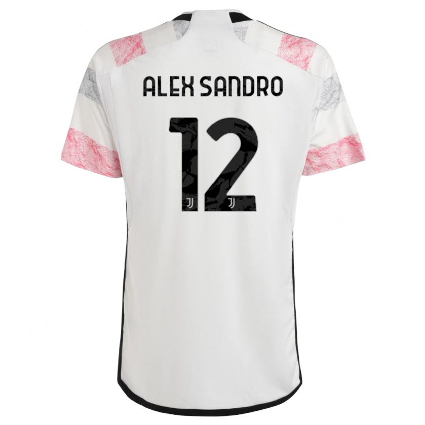 Kandiny Homme Maillot Alex Sandro #12 Blanc Rose Tenues Extérieur 2023/24 T-Shirt