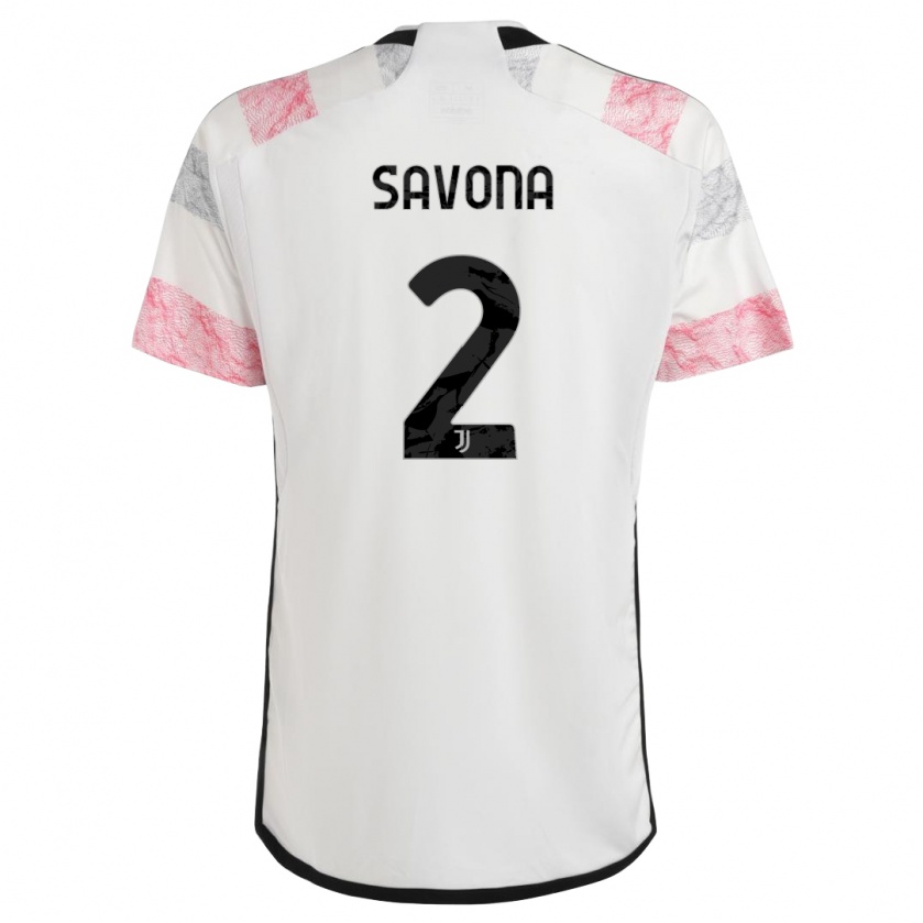 Kandiny Homme Maillot Nicolò Savona #2 Blanc Rose Tenues Extérieur 2023/24 T-Shirt