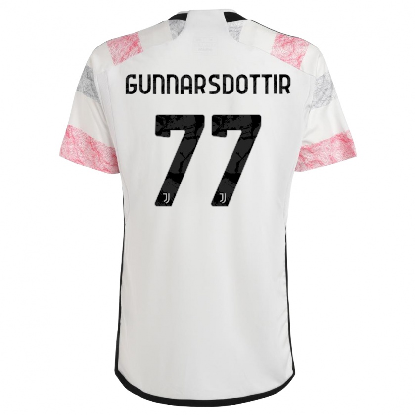 Kandiny Homme Maillot Sara Bjork Gunnarsdottir #77 Blanc Rose Tenues Extérieur 2023/24 T-Shirt