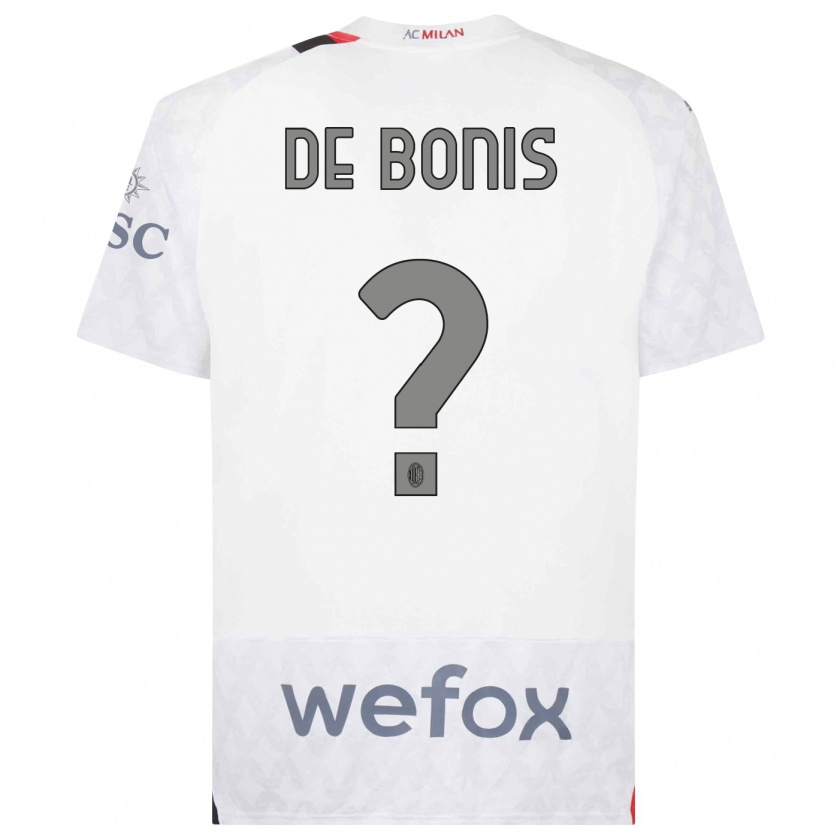 Kandiny Homme Maillot Andrea De Bonis #0 Blanc Tenues Extérieur 2023/24 T-Shirt