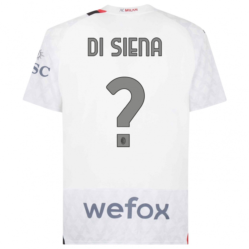 Kandiny Homme Maillot Andrea Di Siena #0 Blanc Tenues Extérieur 2023/24 T-Shirt