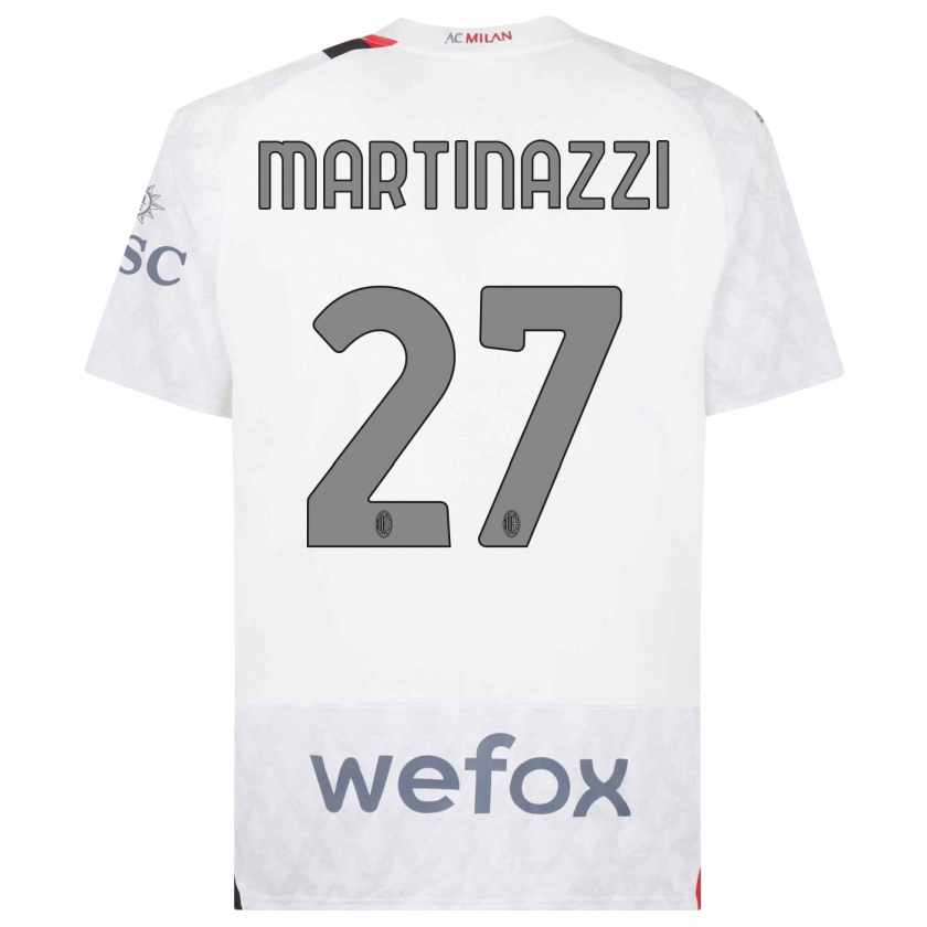 Kandiny Homme Maillot Luca Martinazzi #27 Blanc Tenues Extérieur 2023/24 T-Shirt