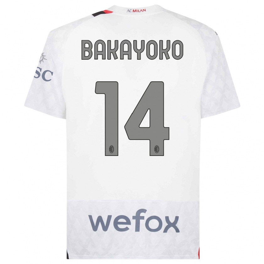 Kandiny Homme Maillot Tiemoue Bakayoko #14 Blanc Tenues Extérieur 2023/24 T-Shirt