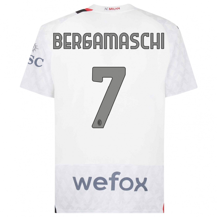 Kandiny Homme Maillot Valentina Bergamaschi #7 Blanc Tenues Extérieur 2023/24 T-Shirt
