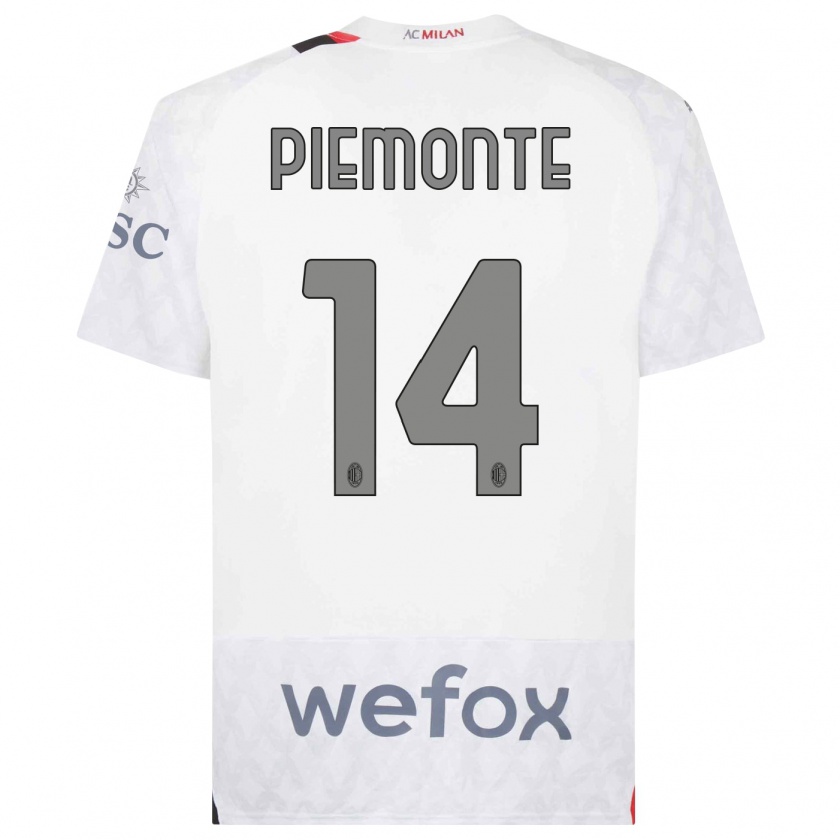Kandiny Homme Maillot Martina Piemonte #14 Blanc Tenues Extérieur 2023/24 T-Shirt