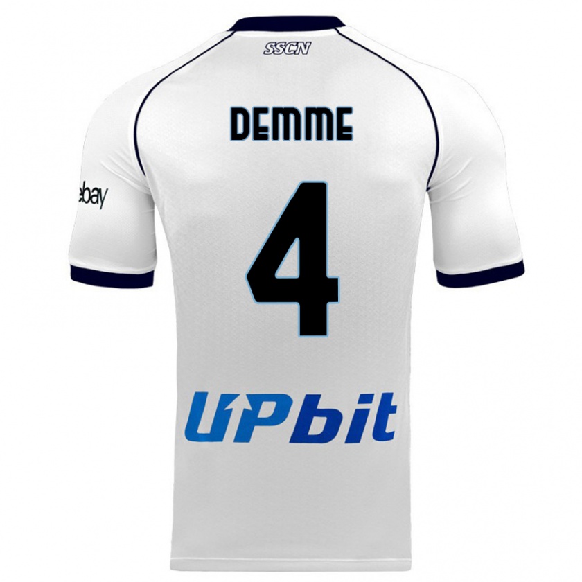 Kandiny Homme Maillot Diego Demme #4 Blanc Tenues Extérieur 2023/24 T-Shirt