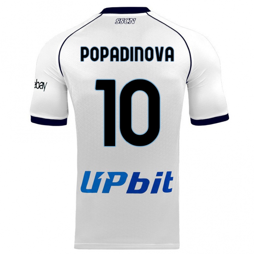 Kandiny Homme Maillot Evdokiya Popadinova #10 Blanc Tenues Extérieur 2023/24 T-Shirt
