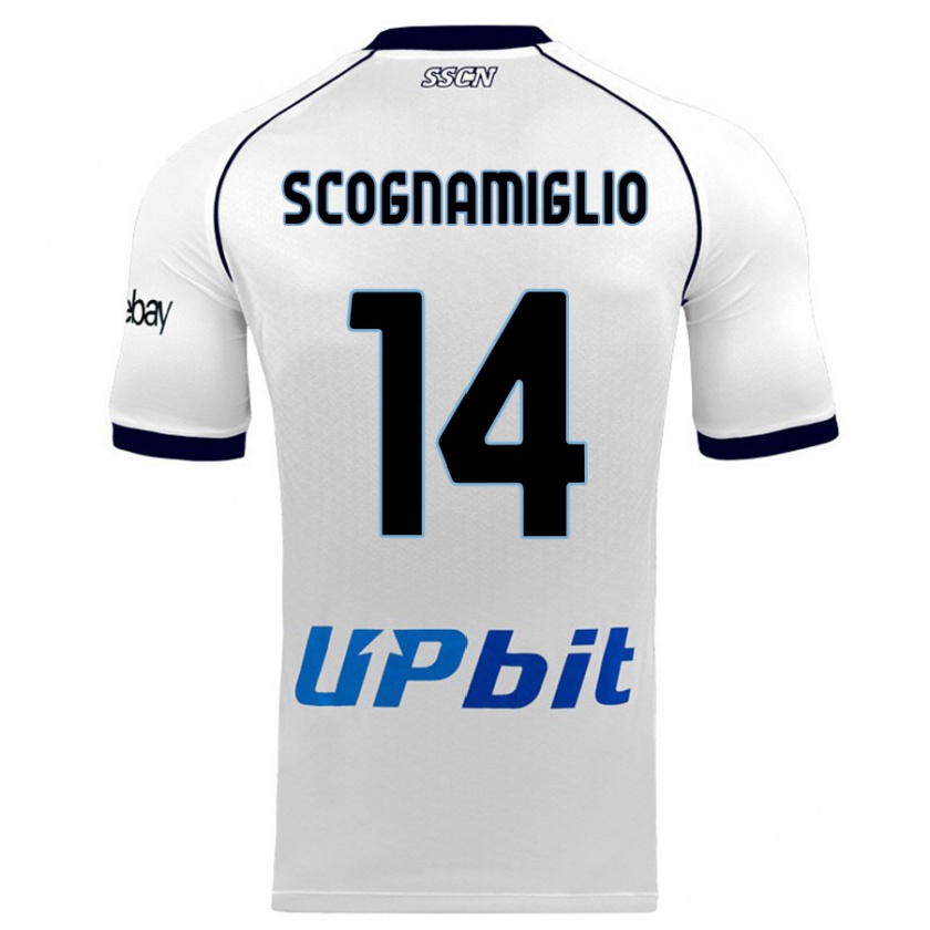 Kandiny Homme Maillot Fabio Scognamiglio #14 Blanc Tenues Extérieur 2023/24 T-Shirt