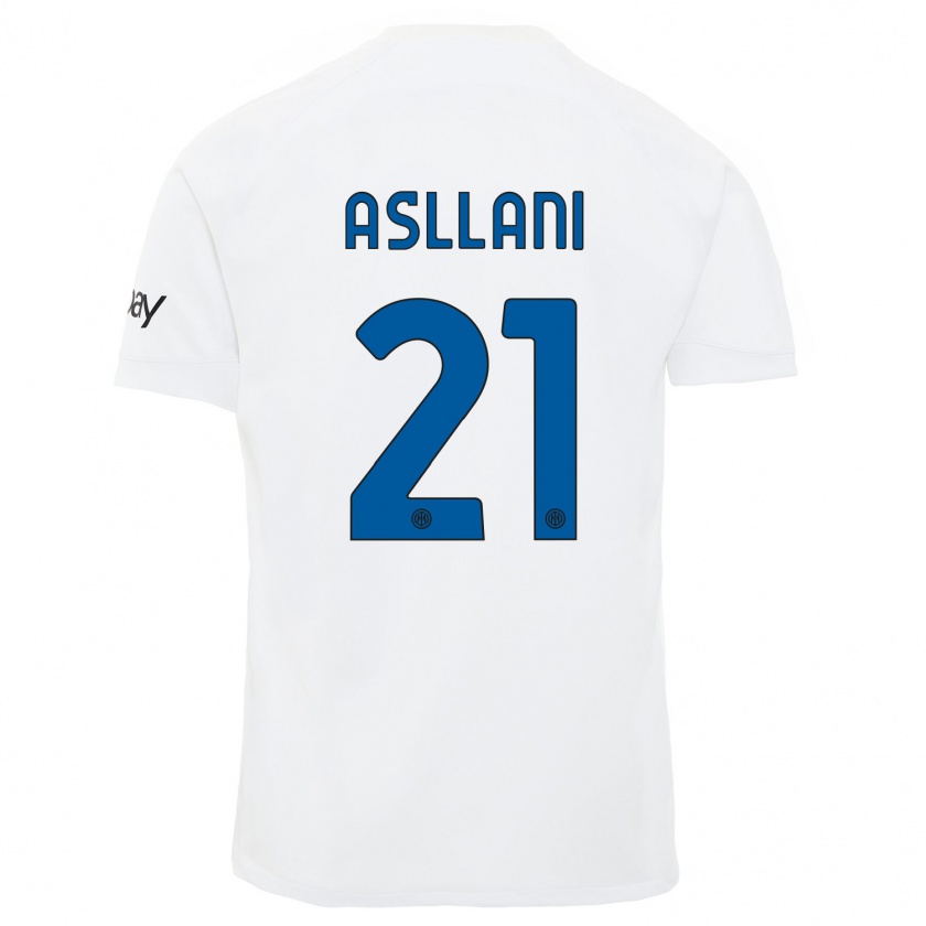 Kandiny Homme Maillot Kristjan Asllani #21 Blanc Tenues Extérieur 2023/24 T-Shirt