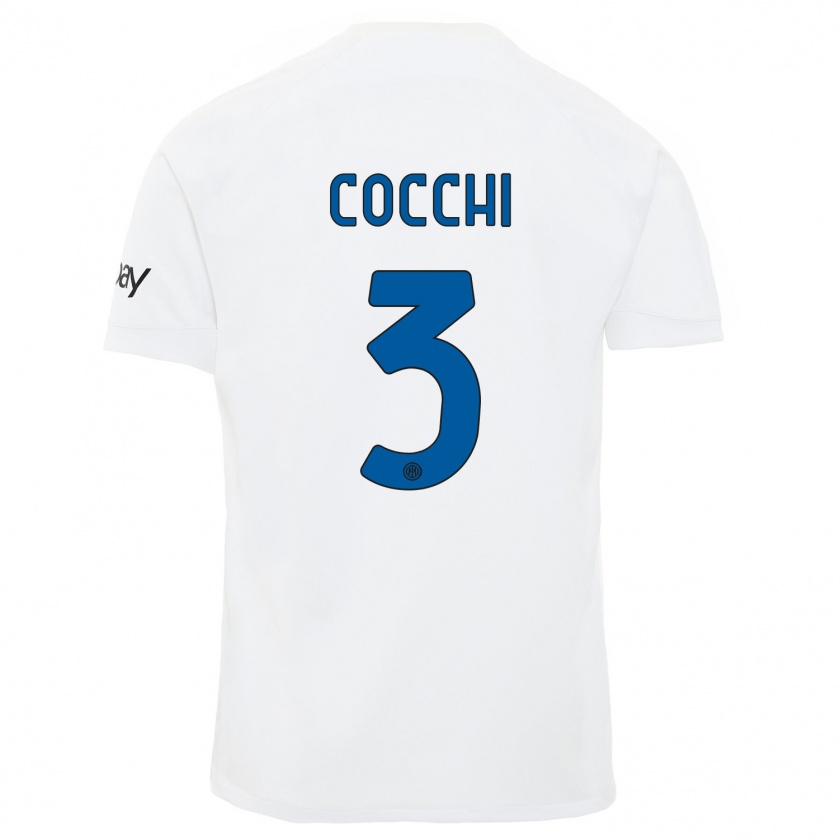 Kandiny Homme Maillot Matteo Cocchi #3 Blanc Tenues Extérieur 2023/24 T-Shirt