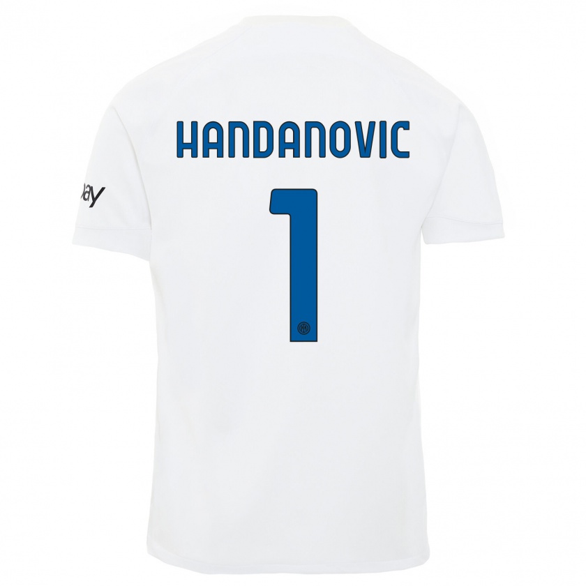 Kandiny Homme Maillot Samir Handanovic #1 Blanc Tenues Extérieur 2023/24 T-Shirt