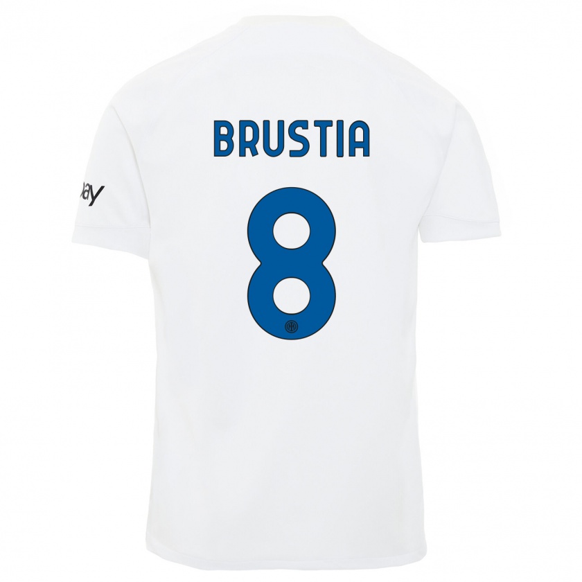 Kandiny Homme Maillot Martina Brustia #8 Blanc Tenues Extérieur 2023/24 T-Shirt