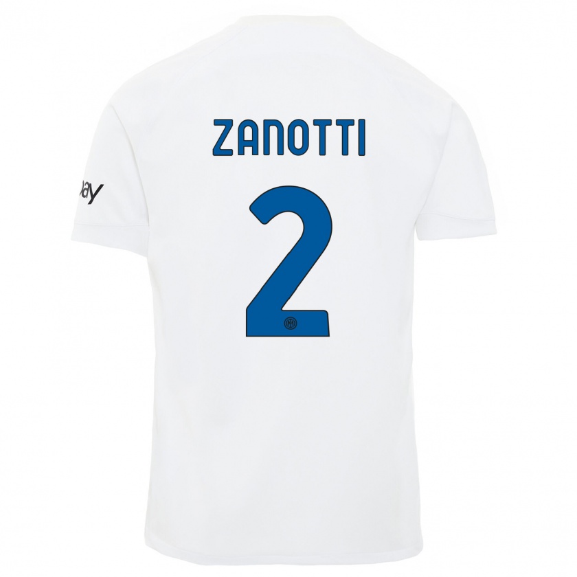 Kandiny Homme Maillot Mattia Zanotti #2 Blanc Tenues Extérieur 2023/24 T-Shirt