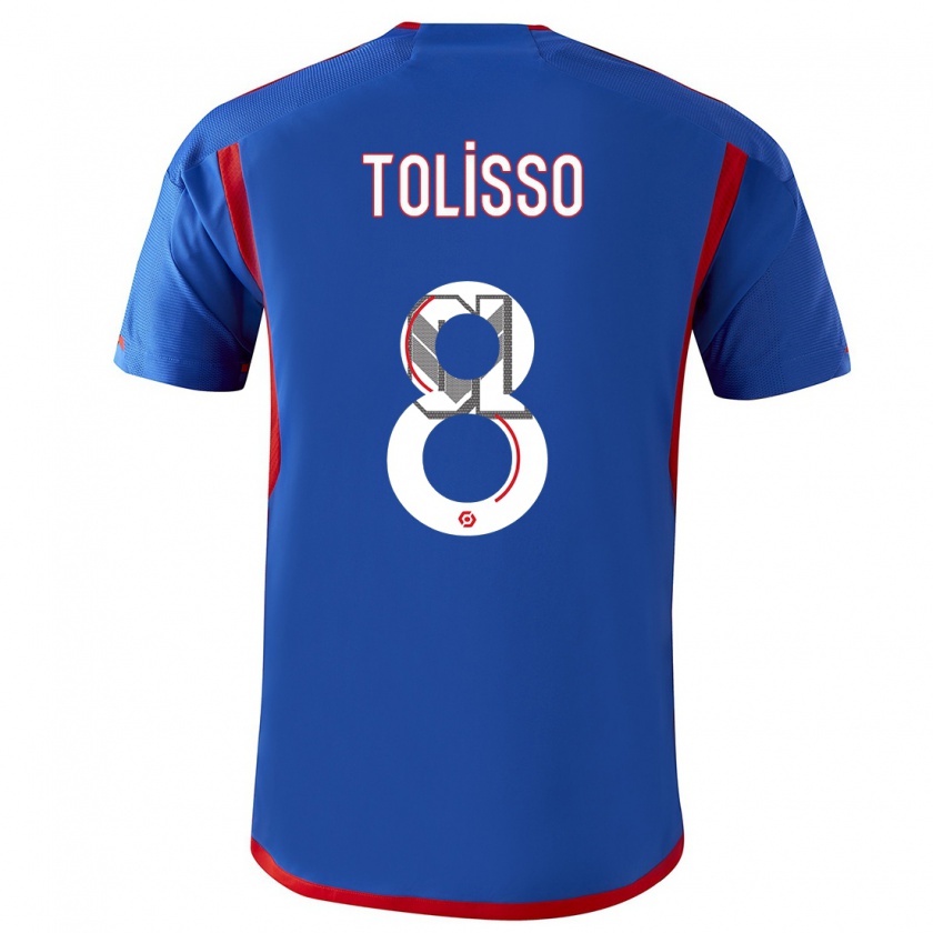 Kandiny Homme Maillot Corentin Tolisso #8 Bleu Rouge Tenues Extérieur 2023/24 T-Shirt