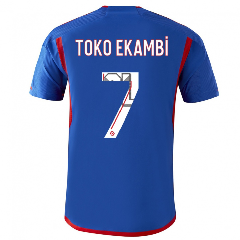 Kandiny Homme Maillot Karl Toko Ekambi #7 Bleu Rouge Tenues Extérieur 2023/24 T-Shirt