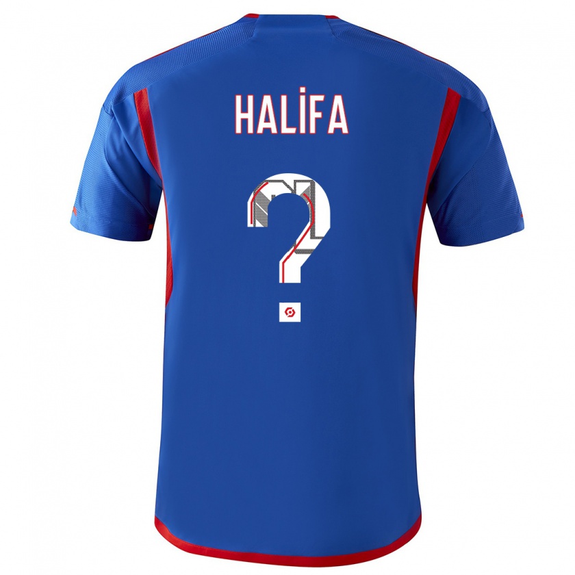 Kandiny Homme Maillot Islam Halifa #0 Bleu Rouge Tenues Extérieur 2023/24 T-Shirt