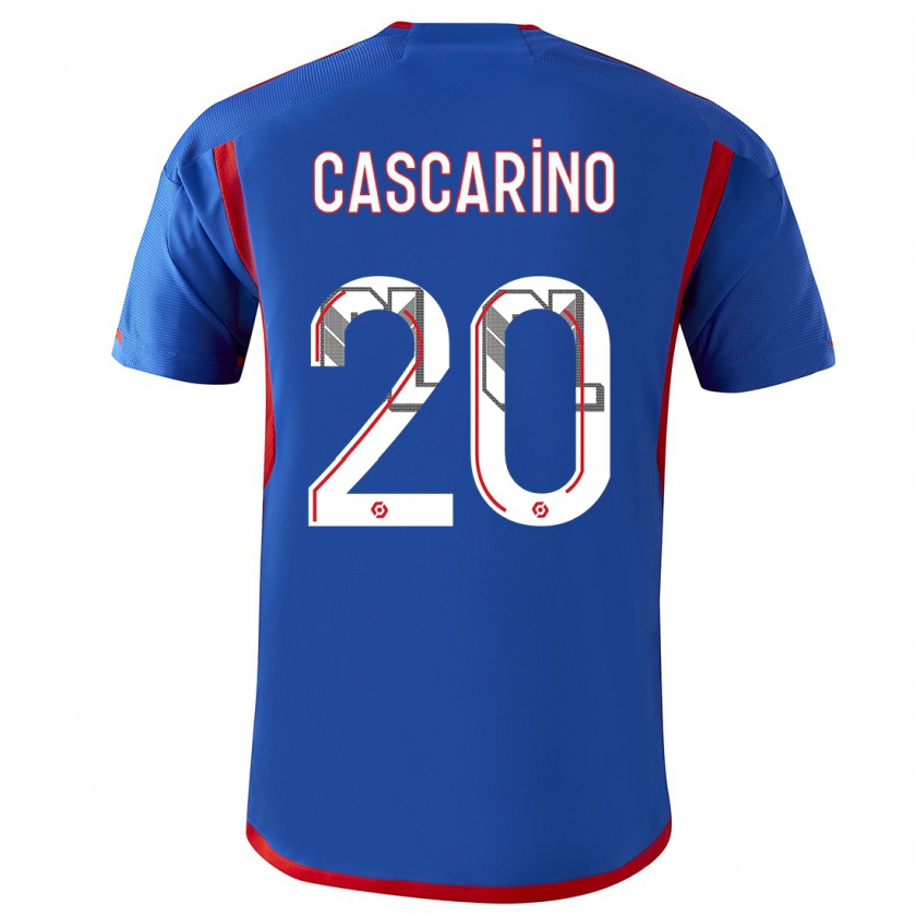 Kandiny Homme Maillot Delphine Cascarino #20 Bleu Rouge Tenues Extérieur 2023/24 T-Shirt