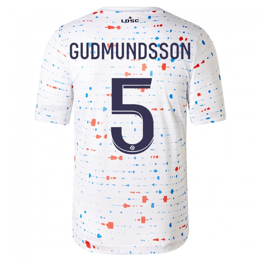 Kandiny Homme Maillot Gabriel Gudmundsson #5 Blanc Tenues Extérieur 2023/24 T-Shirt