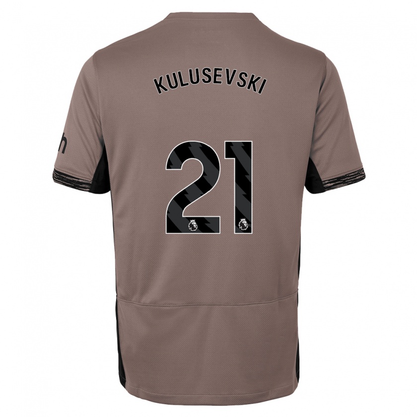 Kandiny Homme Maillot Dejan Kulusevski #21 Beige Foncé Troisieme 2023/24 T-Shirt