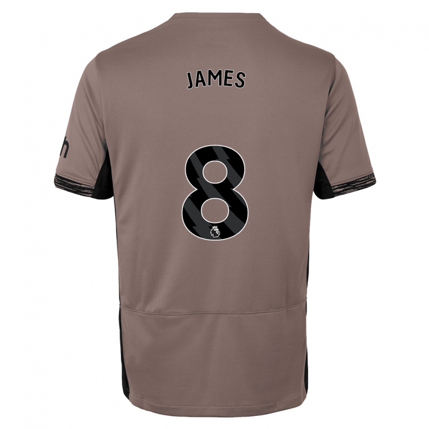 Kandiny Homme Maillot Angharad James #8 Beige Foncé Troisieme 2023/24 T-Shirt