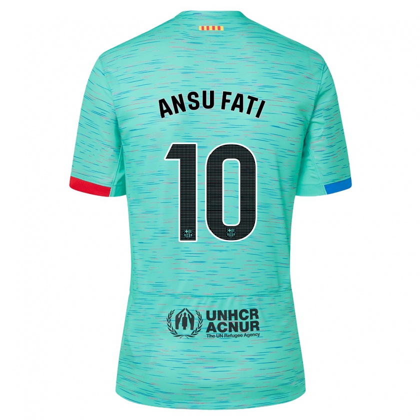 Kandiny Homme Maillot Ansu Fati #10 Aqua Clair Troisieme 2023/24 T-Shirt