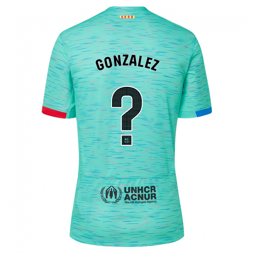 Kandiny Homme Maillot Gerard Gonzalez #0 Aqua Clair Troisieme 2023/24 T-Shirt