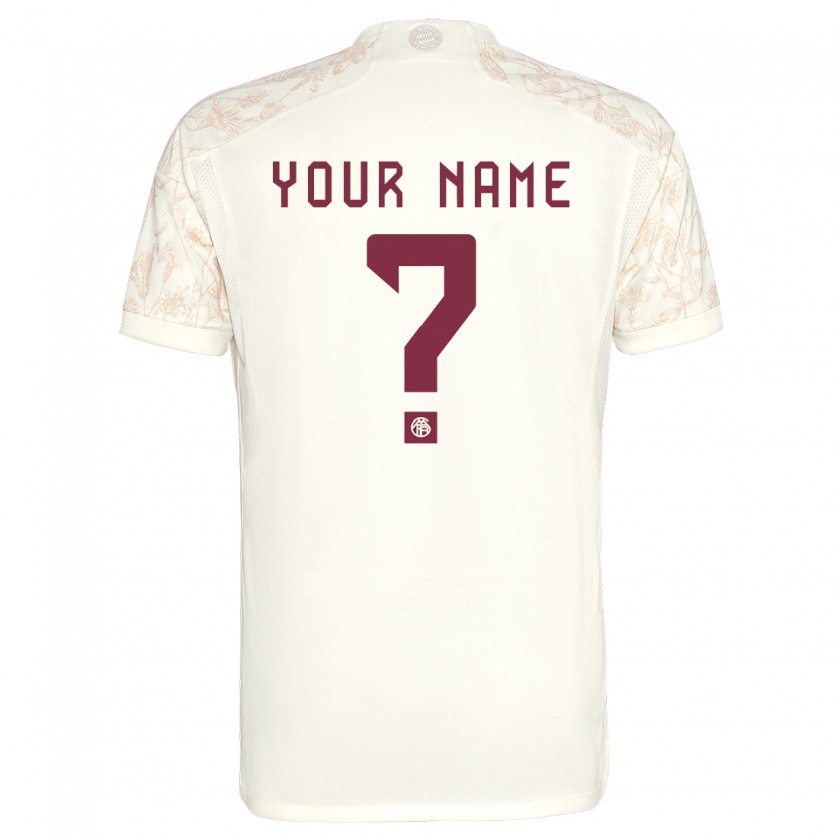 Kandiny Homme Maillot Votre Nom #0 Blanc Cassé Troisieme 2023/24 T-Shirt