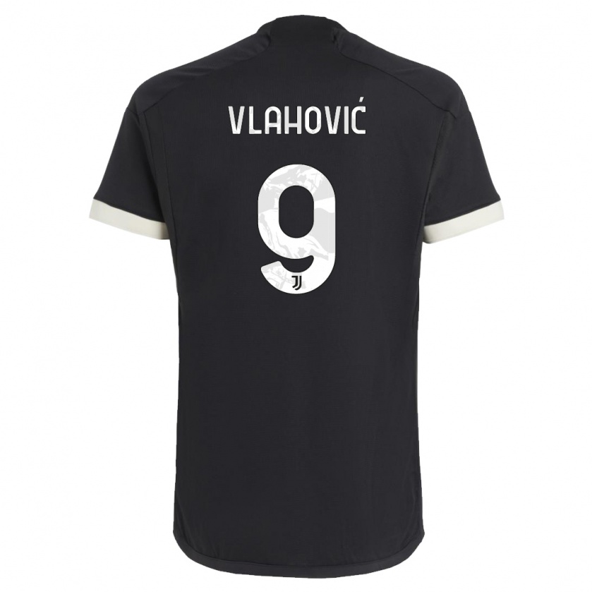 Kandiny Homme Maillot Dusan Vlahovic #9 Noir Troisieme 2023/24 T-Shirt