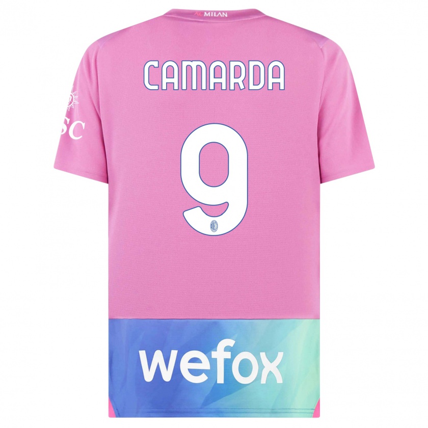 Kandiny Homme Maillot Francesco Camarda #9 Rose-Mauve Troisieme 2023/24 T-Shirt