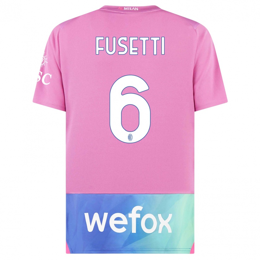 Kandiny Homme Maillot Laura Fusetti #6 Rose-Mauve Troisieme 2023/24 T-Shirt