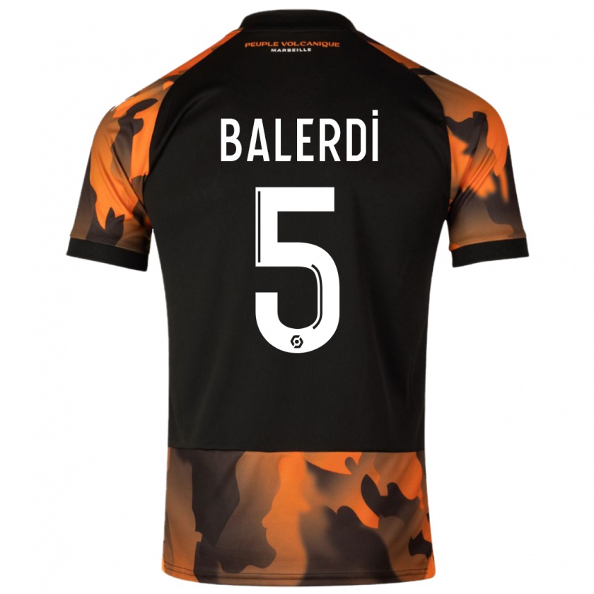 Kandiny Homme Maillot Leonardo Balerdi #5 Noir Orange Troisieme 2023/24 T-Shirt
