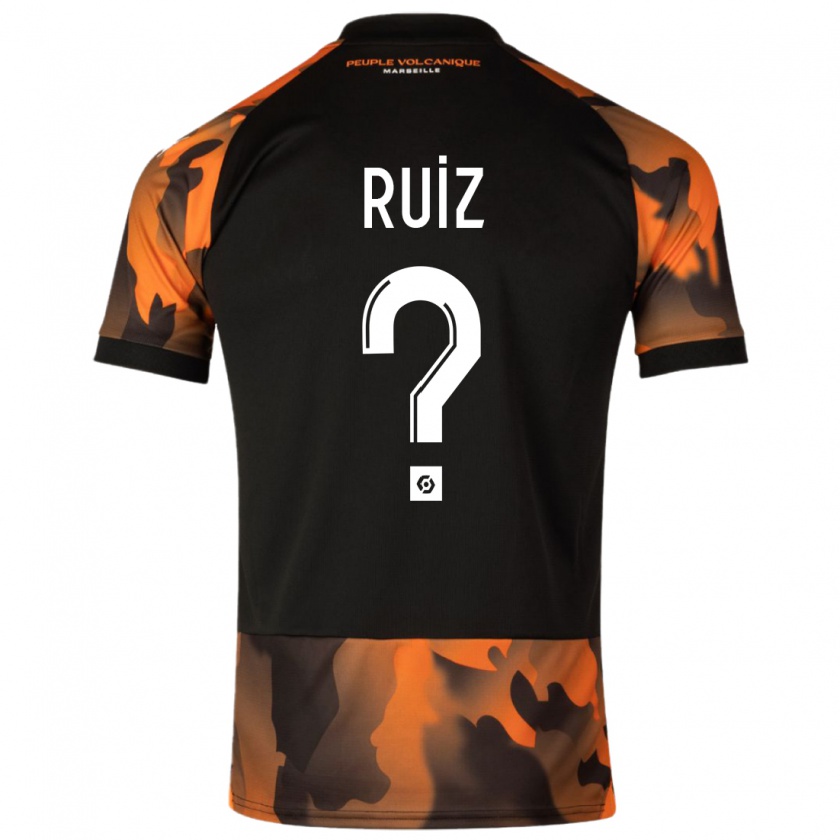 Kandiny Homme Maillot Pedro Ruiz #0 Noir Orange Troisieme 2023/24 T-Shirt