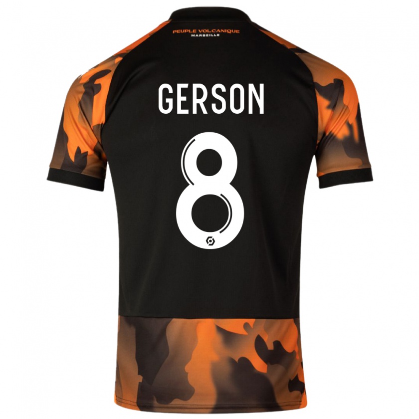 Kandiny Homme Maillot Gerson #8 Noir Orange Troisieme 2023/24 T-Shirt
