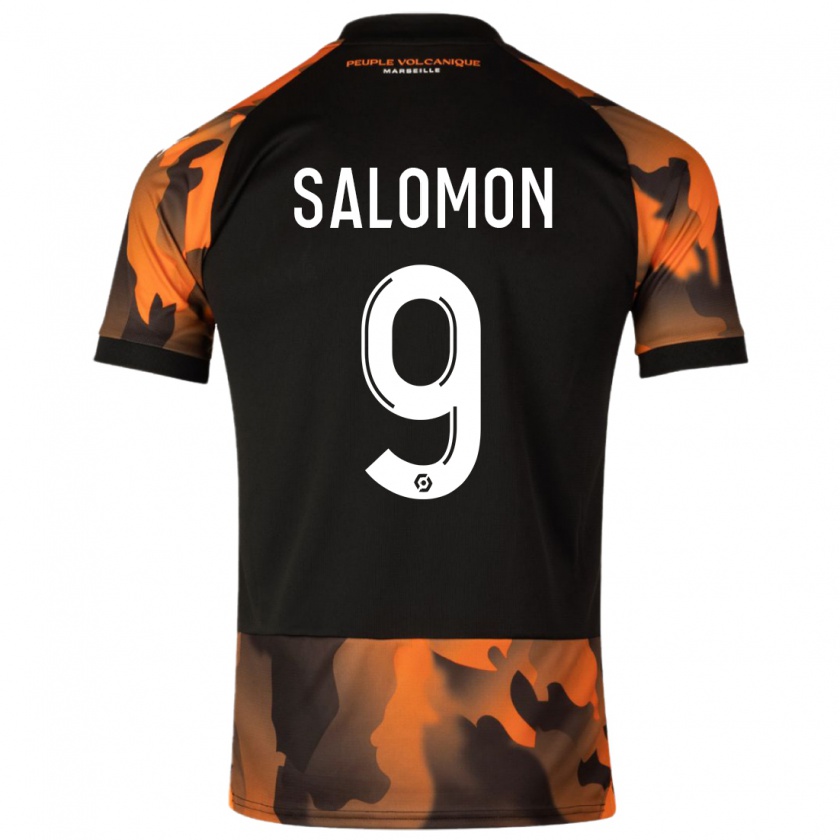 Kandiny Homme Maillot Maeva Salomon #9 Noir Orange Troisieme 2023/24 T-Shirt