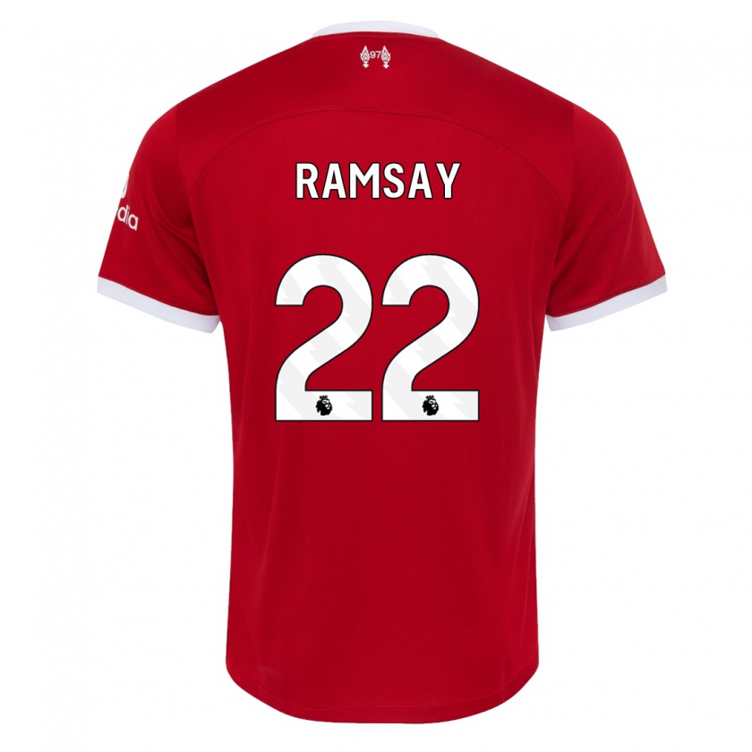 Kandiny Femme Maillot Calvin Ramsay #22 Rouge Tenues Domicile 2023/24 T-Shirt
