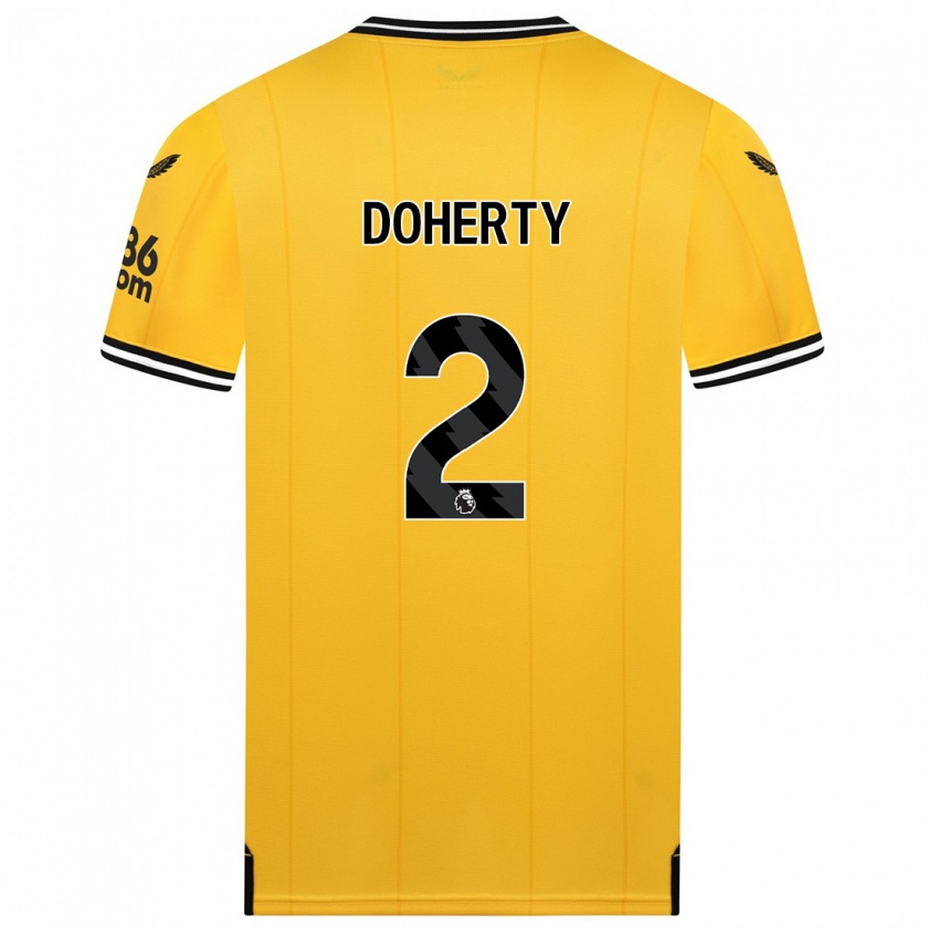 Kandiny Femme Maillot Matt Doherty #2 Jaune Tenues Domicile 2023/24 T-Shirt