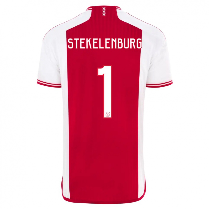 Kandiny Femme Maillot Maarten Stekelenburg #1 Rouge Blanc Tenues Domicile 2023/24 T-Shirt