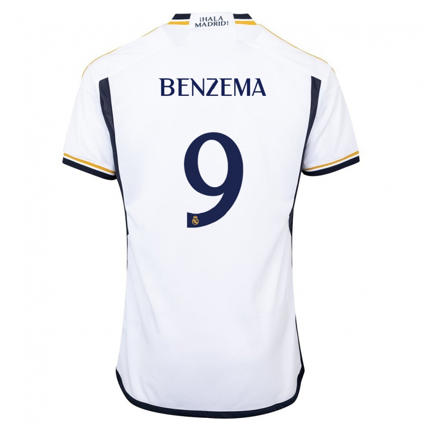 Kandiny Femme Maillot Karim Benzema #9 Blanc Tenues Domicile 2023/24 T-Shirt