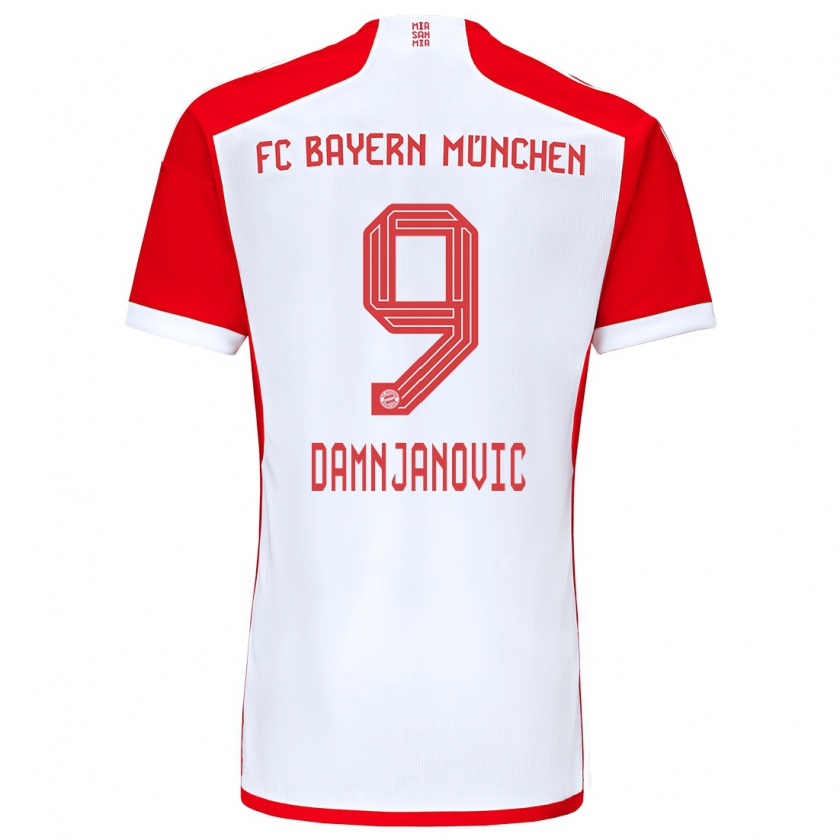 Kandiny Femme Maillot Jovana Damnjanovic #9 Rouge Blanc Tenues Domicile 2023/24 T-Shirt