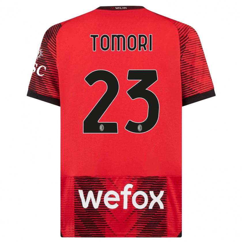 Kandiny Femme Maillot Fikayo Tomori #23 Rouge Noir Tenues Domicile 2023/24 T-Shirt