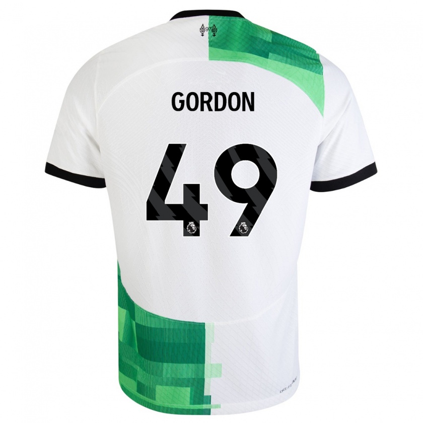 Kandiny Femme Maillot Kaide Gordon #49 Blanc Vert Tenues Extérieur 2023/24 T-Shirt