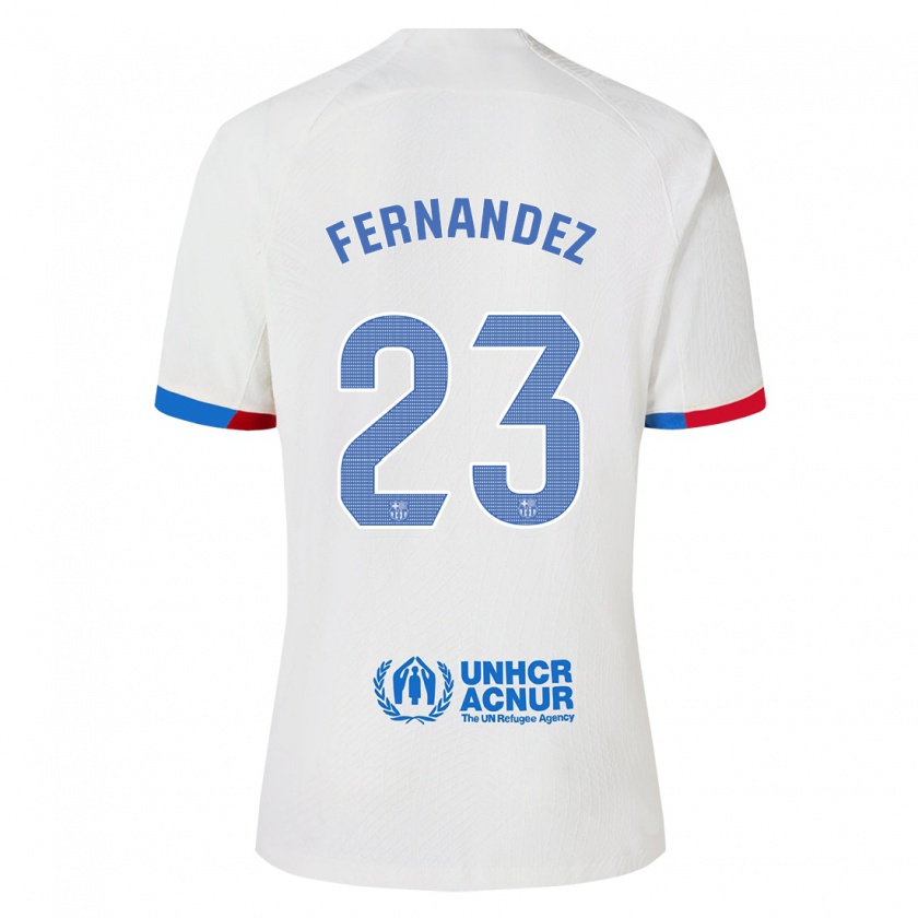 Kandiny Femme Maillot Pelayo Fernández #23 Blanc Tenues Extérieur 2023/24 T-Shirt